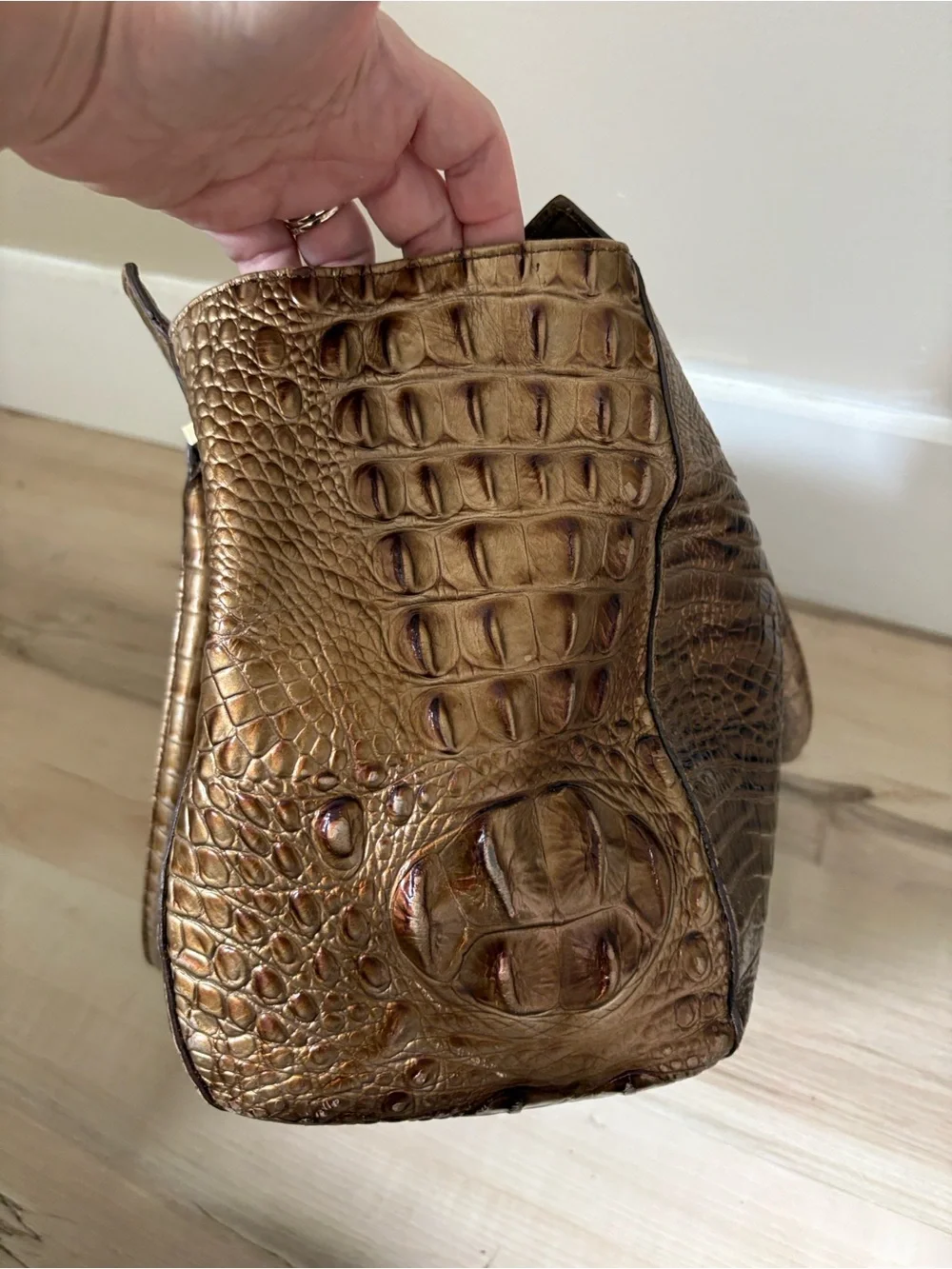 Brahmin Joan Large Tote Champagne Melbourne Croc Embossed Leather
